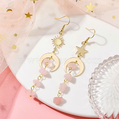 Moon & Sun & Star Brass Asymmetrical Earrings(EJEW-JE05461-02)-2