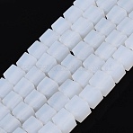 Frosted Imitation Jade Glass Beads Strands, Cube, Faceted, WhiteSmoke, 4~4.5x4~4.5x4~4.5mm, Hole: 1~1.2mm, about 97~98pcs/strand, 16.14~16.54 inch(41~42cm)(GLAA-N072-01A-C01)