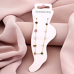 Dyed Natural Quartz Chip with 304 Stainless Steel Chain Anklets, Golden, Colorful, 8-1/4 inch(210mm)(WGD014F-07)