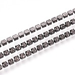 Iron Rhinestone Cup Chains, with Spool, Gunmetal, Dark Gray, 2x2x2mm, about 30.00 Feet(9.14m)/Roll(CH-T006-02A-02)