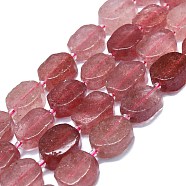 Natural Strawberry Quartz Beads Strands, Rectangle, 15~17x10~13x5~6mm, Hole: 1mm, about 22pcs/strand, 15.94''(40.5cm)(G-K245-J03-E01)