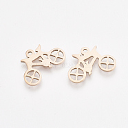201 Stainless Steel Pendants, Bicycle, Rose Gold, 12x18x1mm, Hole: 1.2mm(STAS-T045-44RG)