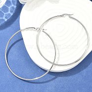 Tarnish Resistant 304 Stainless Steel Big Hoop Earrings, Hypoallergenic Earrings, Stainless Steel Color, 12 Gauge, 69~71x2mm, Pin: 0.7~1.3x0.68mm(X-EJEW-F105-01P)