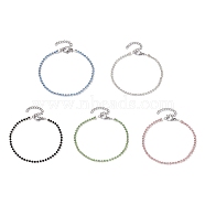 Rhinestone Tennis Bracelet, Silver Iron Link Chain Bracelet for Women, Mixed Color, 11-1/8 inch(28.3cm)(BJEW-JB09735)