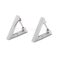 202 Stainless Steel Hoop Earrings, with 304 Stainless Steel Pins, Triangle, 18.5x3mm(EJEW-C076-06H-P)