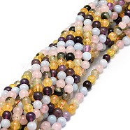 Natural Mixed Gemstone Beads Strands, Natural Aquamarine & Rose Quartz & Prehnite & Citrine & Amethyst, Round, 6mm, Hole: 0.8mm, about 65pcs/strand, 15.55''(39.5cm)(G-E576-06A)