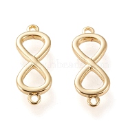 Brass Links Connectors, Long-Lasting Plated, Infinity, Real 18K Gold Plated, 16.5x6.5x1.5mm, Hole: 1mm(KK-L006-004G)