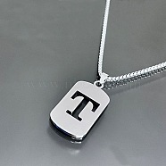 Titanium Steel Box Chain Necklaces, Rectangle with Letter Pendant Necklaces (YT2090-20)