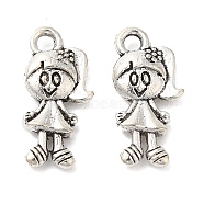 Little Girl Tibetan Style Zinc Alloy Charms, Cadmium Free & Lead Free, Antique Silver, 16x8x3mm, Hole: 2mm, about 1493pcs/1000g(TIBEP-Q033-107)