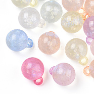 Luminous Acrylic Pendants, with Glitter, Glow In The Dark, Round Charms, Mixed Color, 20x15.5mm, Hole: 3.5mm(X-OACR-E010-22)