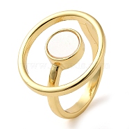 Shell Finger Ring for Women, Brass Open Cuff Ring, Real 18K Gold Plated, Flat Round, Round: 20x22mm, Inner Diameter: 18mm(RJEW-Z060-01G-02)