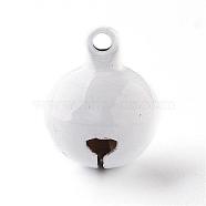 Brass Bell Pendants, White, 17.5x14mm, Hole: 2mm(KK-G281-A09)