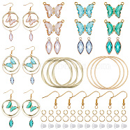 PandaHall Elite&reg DIY Glass Butterfly & Horse Eyes Earring Making Kits, with 304 Stainless Steel and Iron Findings, Mixed Color(DIY-PH0010-65)