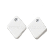Spray Painted 201 Stainless Steel Charms, Rhombus Charms, White, 9.5x7.5x1mm, Hole: 1.2mm(STAS-G304-18C)