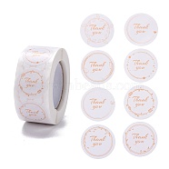 Flat Round Paper Thank You Stickers, with Word Thank you, Self-Adhesive Gift Tag Labels Youstickers, White, 6.35x2.9cm, 500pcs/roll(DIY-C042-13A)