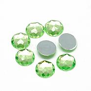 Acrylic Rhinestone Flat Back Cabochons, Faceted, Bottom Silver Plated, Half Round/Dome, Light Green, 8x3mm(GACR-Q008-8mm-15)