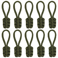 10Pcs Polyester Braided Replacement Zipper Puller Tabs, Zip Pull Extender, Dark Olive Green, 8.2x2x0.87cm(FIND-GF0003-50A)