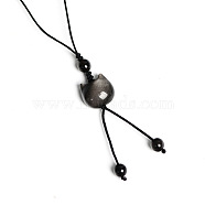 Natural Silver Obsidian Pendant for Mobile Phone Strap, Haging Charms Decoration, Cat Shape, 12cm(PW-WG59344-07)