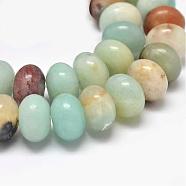 Rondelle Natural Flower Amazonite Beads Strands, 8x5mm, Hole: 1mm, about 79pcs/strand, 15.5 inch(G-K094-8x5mm-A)