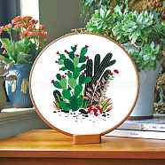 Cactus Pattern DIY Embroidery Starter Kits, including Embroidery Fabric & Thread, Needle, Instruction Sheet, Colorful, 290x290mm(DIY-P077-097)