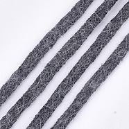 Soft Faux Mink Fur Cords, Nylon Cord, Black, 9~10mm, about 110yards/bundle(OCOR-S115-01A)