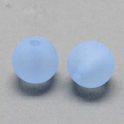 Transparent Acrylic Ball Beads, Frosted Style, Round, Light Sky Blue, 6mm, Hole: 1mm, about 4200pcs/500g(FACR-R021-6mm-09)