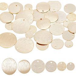 36Pcs 6 Style Brass Pendants, Flat Round, Real 24K Gold Plated, 8~18x0.5~1mm, Hole: 1.2~1.4mm, 6pcs/style(KK-HY0001-30)