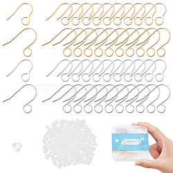 120Pcs 4 Style 316 Stainless Steel French Earring Hooks, Flat Earring Hooks, with 150Pcs Plastic Ear Nut, Golden & Stainless Steel Color, 18~26mm, Hole: 4.6mm, Pin: 0.8mm, 30Pcs/style(STAS-DC0009-02)