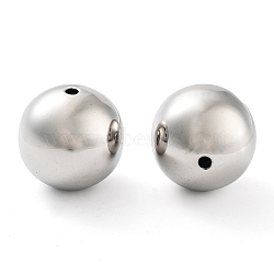 201 Stainless Steel Beads, Round, Stainless Steel Color, 25x24.5mm, Hole: 3mm(STAS-Z057-23A)