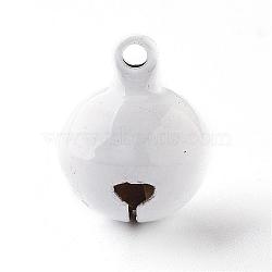 Brass Bell Pendants, White, 17.5x14mm, Hole: 2mm(KK-G281-A09)