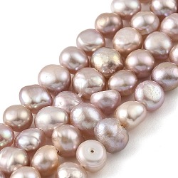 Natural Cultured Freshwater Pearl Beads Strands, Two Sides Polished, Thistle, 5~6mm, Hole: 0.5mm, about 31pcs/strand, 6.89''(17.5cm)(PEAR-A006-04F)