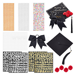 DIY Graduation Theme Jewelry Making Kit, Including Graduation Caps, Bowknot Polyester Elastic Hair Ties, Silk Rose Flower, Rhinestone & Letter & Number Sticker, Mixed Color(DIY-GA0005-58)