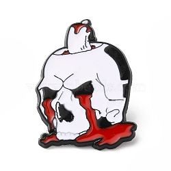 Halloween Alloy Enamel Brooch for Backpack Clothing, Skull, White, 31x23x1.5mm(JEWB-D015-02A-EB)