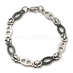 Two Tone 201 Stainless Steel Oval Link Chain Bracelet, 304 Stainless Steel Clasps, Black, 8-1/8 inch(20.7cm), Wide: 8mm(BJEW-B078-01BP)