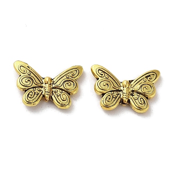 Tibetan Style Alloy Beads, Cadmium Free & Lead Free, Butterfly, Antique Golden, 12x18x3.5mm, Hole: 1mm, about 588pcs/1000g