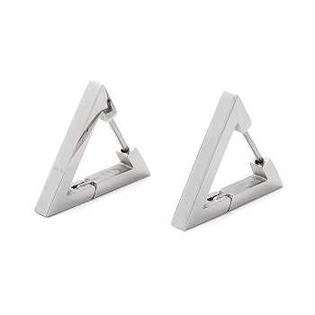 202 Stainless Steel Hoop Earrings, with 304 Stainless Steel Pins, Triangle, 18.5x3mm