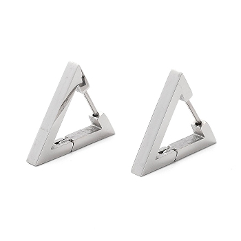 Tarnish Resistant 202 Stainless Steel Hoop Earrings, with 304 Stainless Steel Pins, Triangle, 18.5x3mm