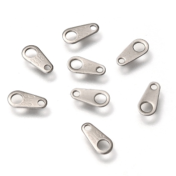 316 Surgical Stainless Steel Chain Tabs, Chain Extender Connectors, Stainless Steel Color, 8.5x4x0.5mm, Hole: 1~2mm