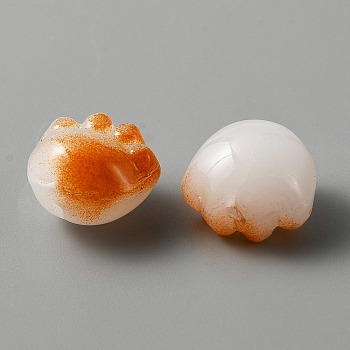 Handmade Lampwork Beads, Cat Paw, Dark Orange, 11.5x12.5x8.5mm, Hole: 1mm