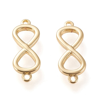 Brass Links Connectors, Long-Lasting Plated, Infinity, Real 18K Gold Plated, 16.5x6.5x1.5mm, Hole: 1mm