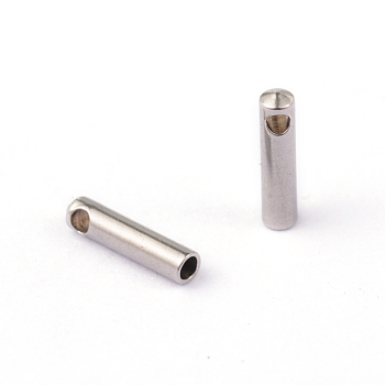 304 Stainless Steel Cord Ends, End Caps, Stainless Steel Color, 7x1.8mm, Hole: 1mm, Inner Diameter: 1mm