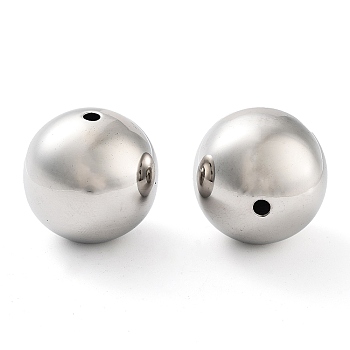 201 Stainless Steel Beads, Round, Stainless Steel Color, 25x24.5mm, Hole: 3mm
