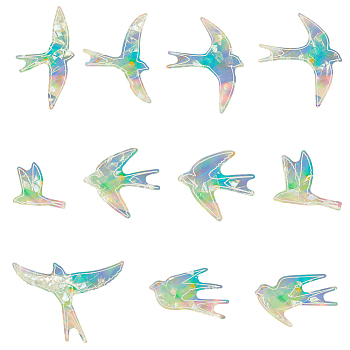 11Pcs Bird Colorful Suncatcher Rainbow Prism Electrostatic Glass Stickers, Waterproof Laser PVC Window Static Decals, Clear AB, 58~158x71~122x0.2mm