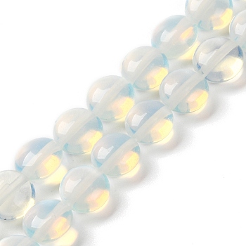 Opalite Beads Strands, Flat Round, 7.5~8x4.5~5mm, Hole: 1.2mm, about 50~51pcsrand, 14.57~15.35 inch(37~39cm)