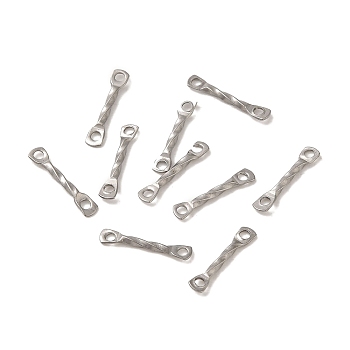 304 Stainless Steel Connector Charms, Twisted Bar, Stainless Steel Color, 10x2x1mm, Hole: 1mm
