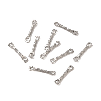 Non-Tarnish 304 Stainless Steel Connector Charms, Twisted Bar, Stainless Steel Color, 10x2x1mm, Hole: 1mm