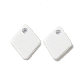 Spray Painted 201 Stainless Steel Charms, Rhombus Charms, White, 9.5x7.5x1mm, Hole: 1.2mm