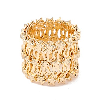 Brass Star Folding Retractable Ring Bracelet, Telescopic Rings Bracelet for Women, Golden, Inner Diameter: 18~71mm