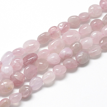 Natural Rose Quartz Beads Strands, Oval, 8~15x7~12x4~12mm, Hole: 1mm, about 30~45pcs/strand, 15.7 inch
