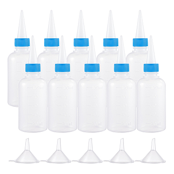 Plastic Glue Bottles Sets, with Transparent Plastic Funnel Hopper, White, 45.5x145.5mm, Capacity: 100ml, 20pcs/set